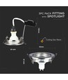 3-pakning 5W innfellingsspot - Stålfront, komplett med GU10-holder og LED-spot