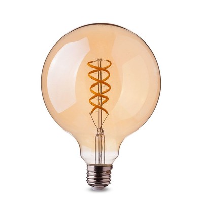 E27 dekorativ LED globelampa - spiral filament, 5W, extra varmvit