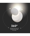 Applique murale LED 5W blanche - IP20 intérieur, ronde, rotative, source lumineuse incluse