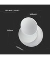 Applique murale LED 5W blanche - IP20 intérieur, ronde, rotative, source lumineuse incluse