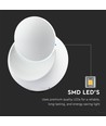 5W LED hvit vegglampe - IP20 innendørs, rund, roterbar, inkl. lyskilde