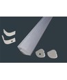 Profilé d'angle en aluminium 30x30 pour bande LED IP65 et IP68 - 2 mètres, incluant un diffuseur dépoli et des clips
