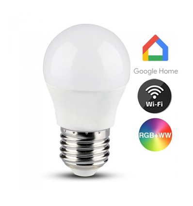 E27 5W Smart Home kogel LED-lamp - G45, Tuya/Smart Life, werkt met Google Home, Alexa en smartphones