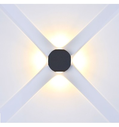 4W Vägglampa - IP65 utomhus, rund, svart, inkl. ljuskälla