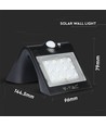 V-Tac Applique Murale Solaire LED 1,5W Lumière Naturelle Corps Noir