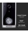 V-Tac Sonnette Vidéo Intelligente avec Audio Bidirectionnel Corps Noir