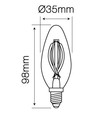 E14 2W LED-kronepære - Filament, varmhvit