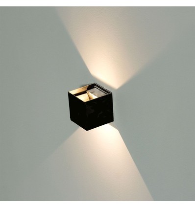 Applique murale LED 12W - IP65 extérieur, noir, carrée, faisceau réglable, source lumineuse incluse