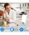 Lampe de luminothérapie LED avec minuterie/alarme - 18W, blanc/bleu, 10 000 LUX, batterie intégrée