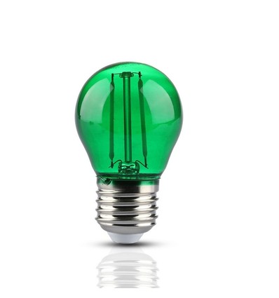 E27 2W LED kogellamp - Groen, Kooldraad