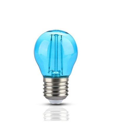E27 2W LED kronepære - Blå, Kultråd