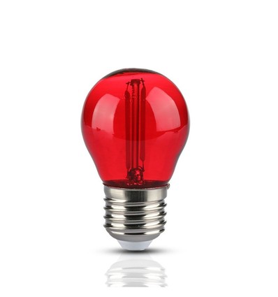 E27 2W LED kogellamp - Rood, Kooldraad