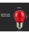 Ampoule LED E27 2W Sphérique - Rouge, Filament