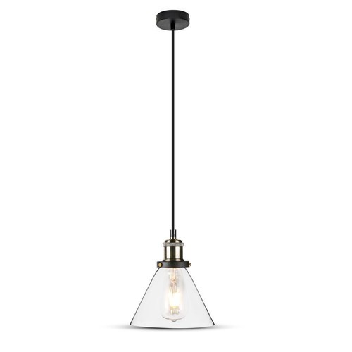 V-Tac moderne hanglamp - Transparant glas, Ø18 cm, E27