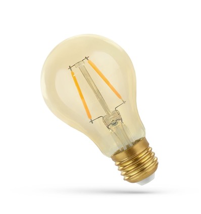 E27 2W LED-lamp - A60, filament, amberkleurig glas, extra warm