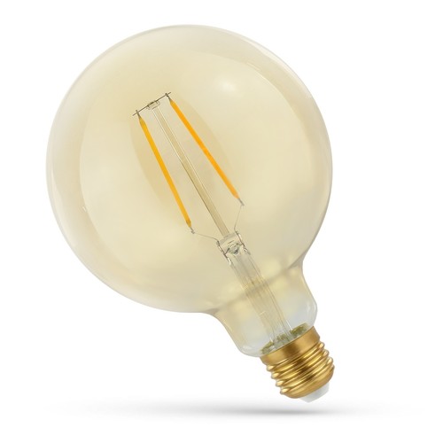 E27 2W LED globe lamp - Kooldraad, 12,5 cm, amberkleurig glas, extra warm