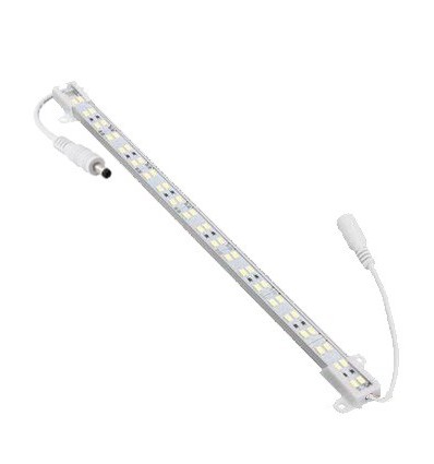 0,5 meter 10W Vandtæt aluprofil til akvarie - 24V DC, IP65, 5:1 hvid/blå fordeling, med stik
