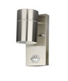 GU10 Vägglampa m. sensor - IP44 utomhus, rostfri, utan ljuskälla