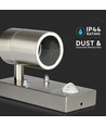 GU10 Wandlamp m. sensor - IP44 buiten, roestvrij, zonder lichtbron