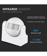 Capteur de mouvement V-Tac - compatible LED, blanc, infrarouge PIR, IP44 extérieur