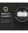 Détecteur de mouvement - IP44 extérieur, compatible LED, noir, PIR infrarouge