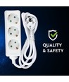 Multiprise V-Tac - 3 prises standard, blanche, câble de 3 mètres