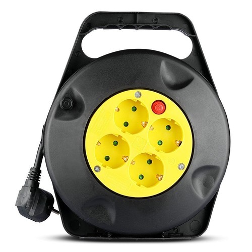 Enrouleur de câble V-Tac - 10 mètres, noir/jaune