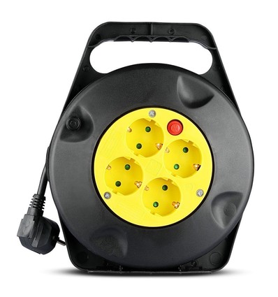 V-Tac kabeltromle - 10 meter, svart/gul