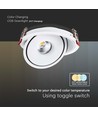 Spot LED encastrable 12W Ø12cm RA90 - Découpe : Ø10,5 cm, Dimensions : Ø12 cm, CCT - 3 couleurs de lumière, 3-en-1, bord blanc