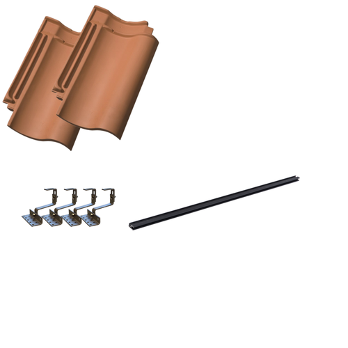 Accessoires de montage, 1 panneau supplémentaire - Rail noir, tuiles, pour panneau de 35 mm