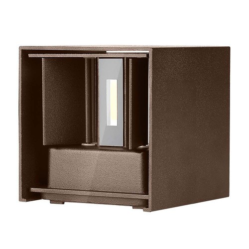 Applique LED 11W - IP65 extérieur, carrée, couleur corten, faisceau réglable, avec source lumineuse