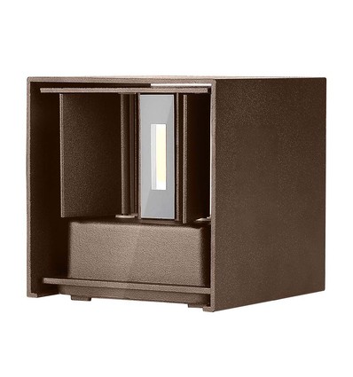 Applique LED 11W - IP65 extérieur, carrée, couleur corten, faisceau réglable, avec source lumineuse