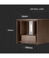 11W LED wandlamp - IP65 buiten, vierkant, corten kleur, verstelbare stralingshoek, incl. lichtbron