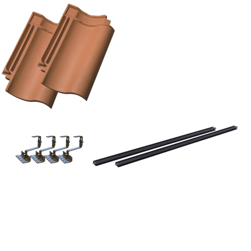 Kit de montage de démarrage, pour 2 panneaux - Rail noir, tuiles, pour panneau de 35 mm