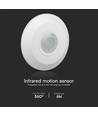 V-Tac LED bewegingssensor voor opbouw - LED-vriendelijk, wit, PIR infrarood, IP20 binnen