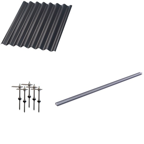 Montagemateriaal, 1 extra paneel - Aluminium rail, eterniet of stalen profiel dak, voor 35mm paneel