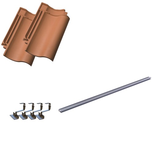 Accessoires de montage, 1 panneau supplémentaire - Rail en aluminium, tuiles, pour panneau de 35 mm