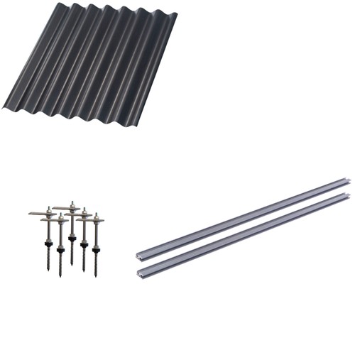 Montagemateriaal, 2 extra panelen - Aluminium rail, eterniet of stalen profielplaat, voor 35mm paneel