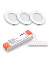 Lot de 3 spots pour meubles Reco68 Ø6,8cm dimmable - Blanc mat, avec alimentation dimmable