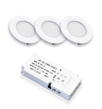 3 stuks Reco68 meubelspot - Mat wit, incl. voeding