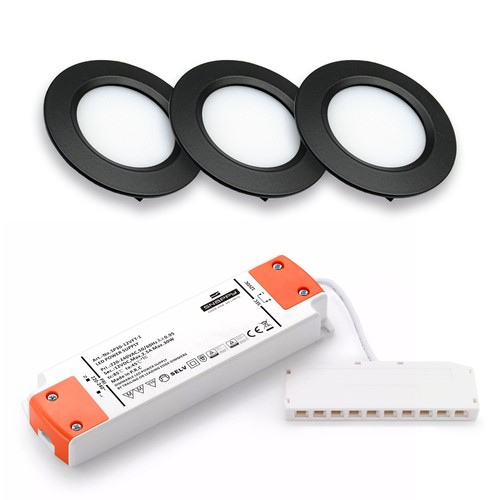 3-pack Reco68 möbelspotlight dimbar - Svart, inkl. dimbart drivdon