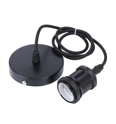 Douille de lampe & rosace, Designer - Noir mat, câble 150 cm, E27