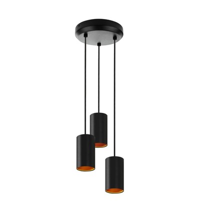 CHLOE GU10 x 3 - IP20, Suspension, Noir Or, Base Ronde, Sans Source Lumineuse