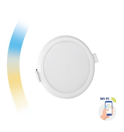 Panneau LED encastrable Smart Home 6W - Dimensions : Ø11,2 cm, Tuya/Smart Life, Google Home et application, perçage : Ø10,5 cm