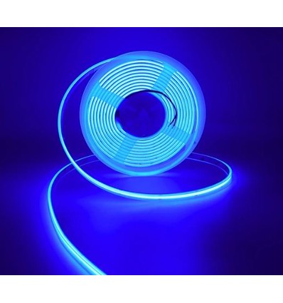 Ruban LED COB Bleu 5m 10W/m - 24V DC, IP67, 320 LED par mètre, COB LED