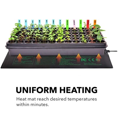 Varmematte - 18W, til forspiring av frø eller microgreens, 50 x 25 cm, 1,2 meter ledning