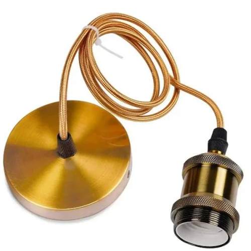 Douille de lampe & rosace, Designer - Bronze antique, câble 150 cm, E27