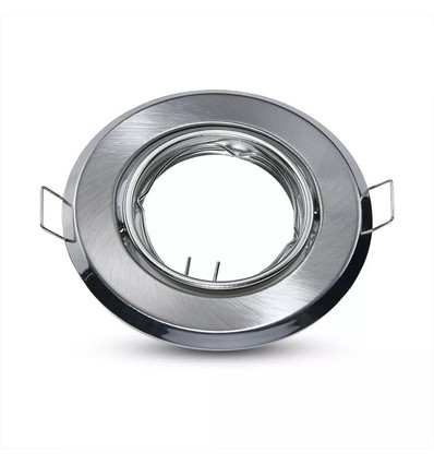 Kit Downlight MR16 ou GU10 - Sans source lumineuse, acier brossé, perçage : Ø7 cm, dimensions : Ø9,3 cm