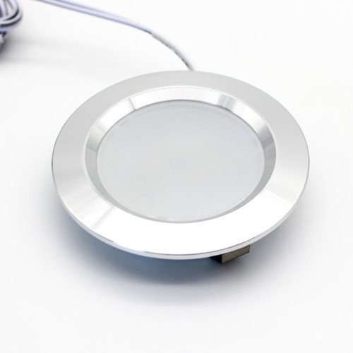 Spot de meuble encastrable 2,7W Ø6,8cm Reco68 RA92 - 12V DC, Perçage : Ø5,5 cm, Dimensions : Ø6,8 cm, acier brossé