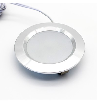 Spot de meuble encastrable 2,7W Ø6,8cm Reco68 RA92 - 12V DC, Perçage : Ø5,5 cm, Dimensions : Ø6,8 cm, acier brossé